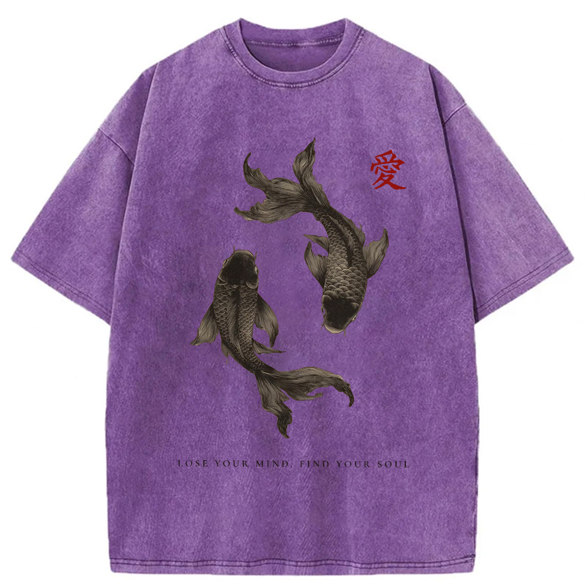 bbb Black Koi Fish Washed T-shirt