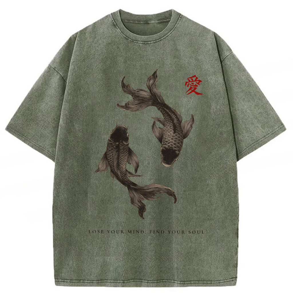 bbb Black Koi Fish Washed T-shirt