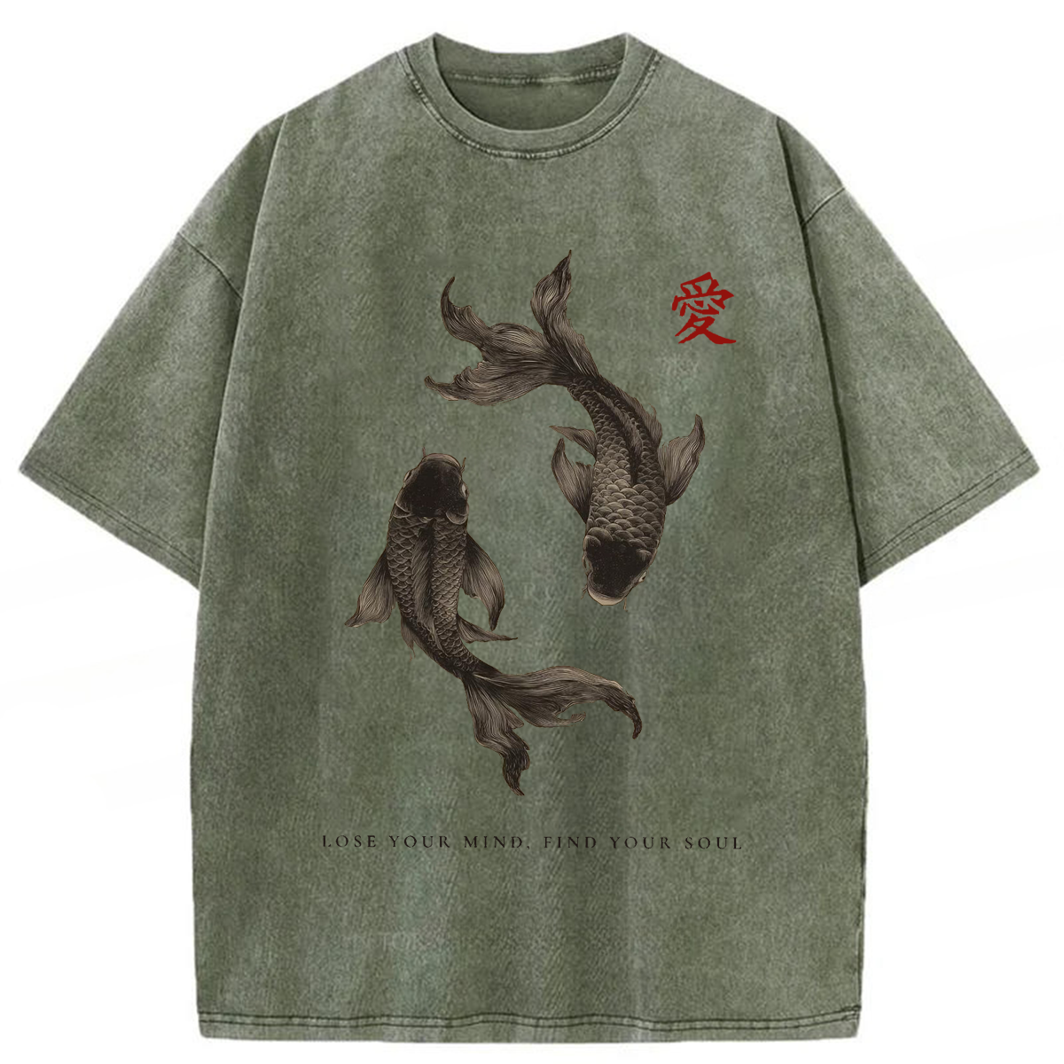 bbb Black Koi Fish Washed T-shirt