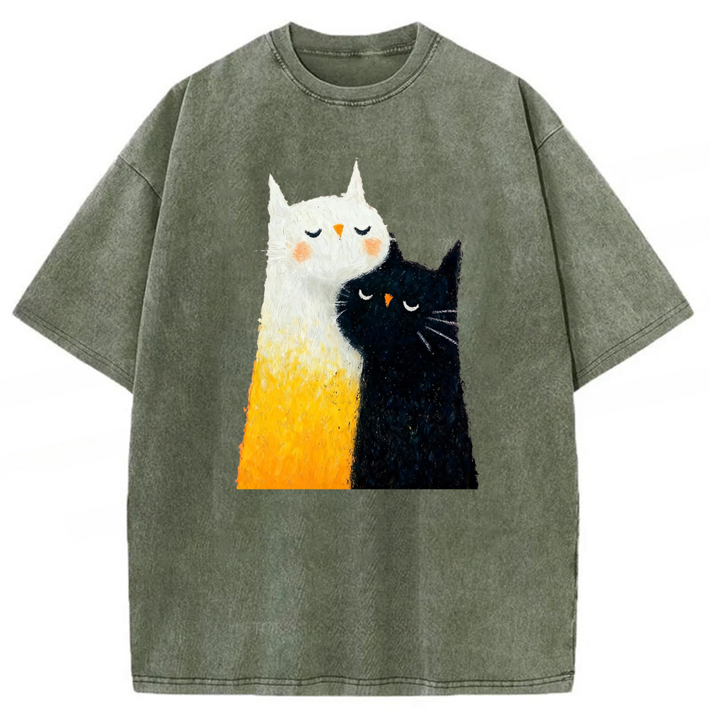 bbb Cats Hug Washed T-shirt