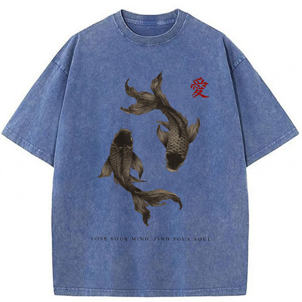 bbb Black Koi Fish Washed T-shirt