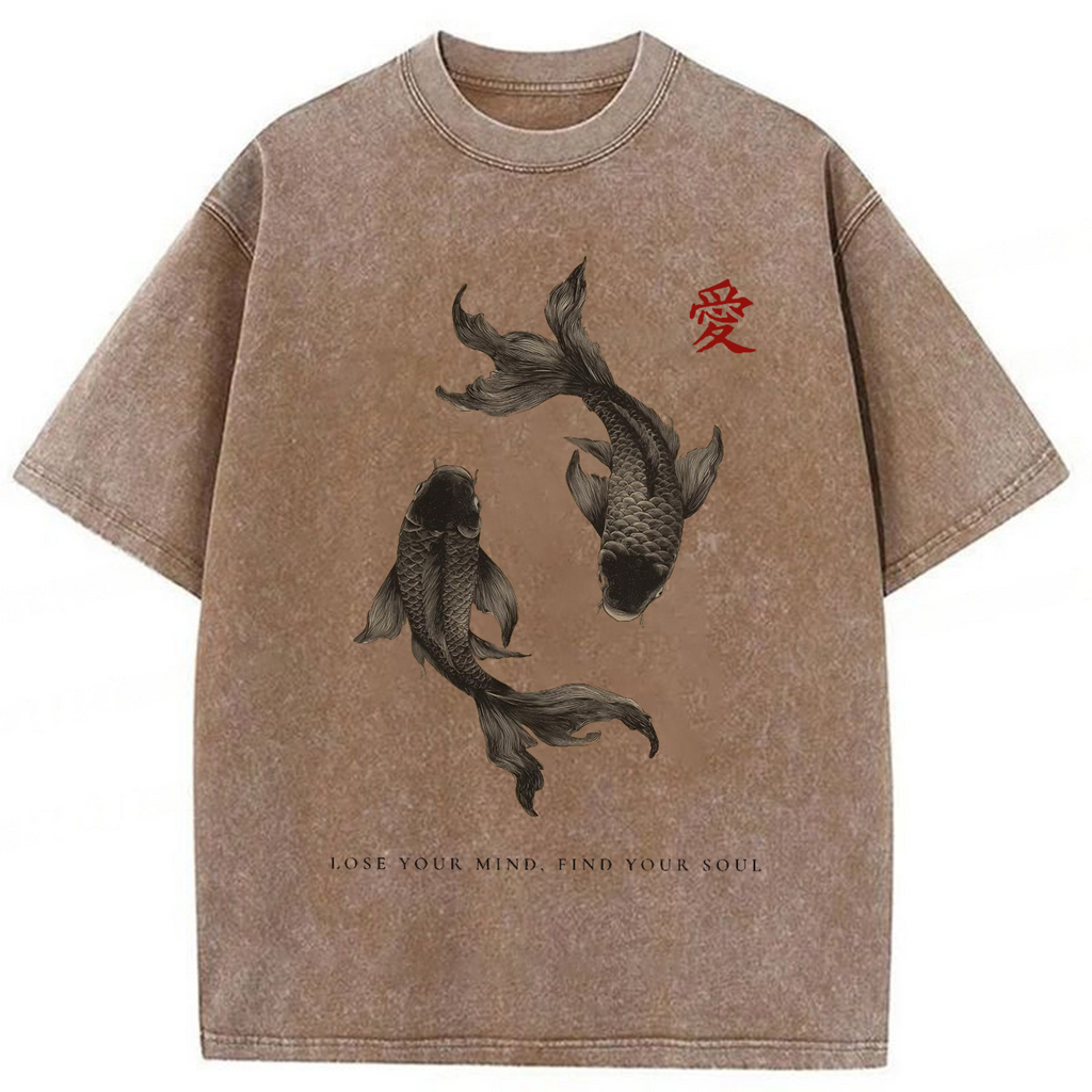 bbb Black Koi Fish Washed T-shirt