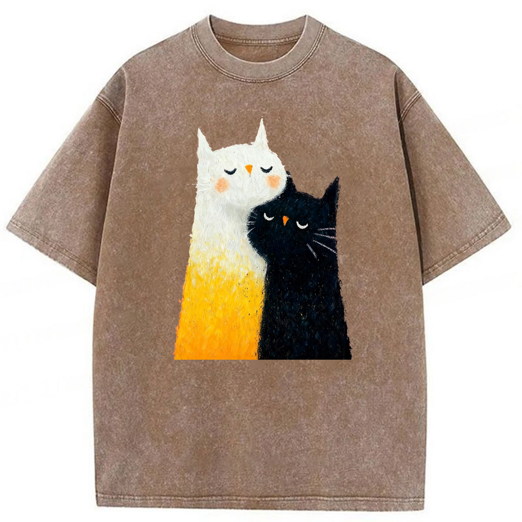 bbb Cats Hug Washed T-shirt