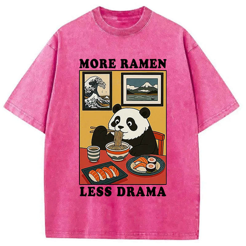bbb More Ramen Less Drama Panda Washed T-Shirt