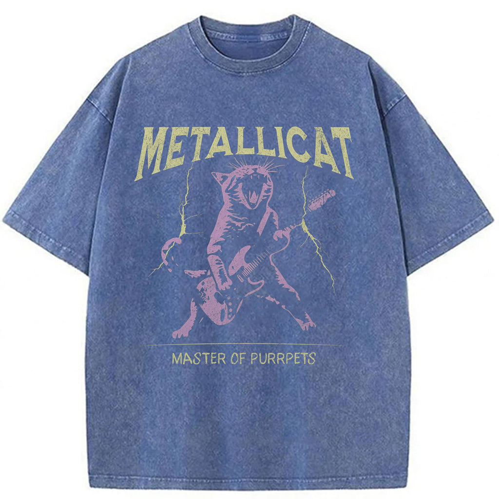 bbb Funny Guitar Cat Washed T-shirt