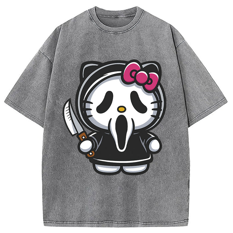 bbb Scream Kitty Halloween Washed T-Shirt