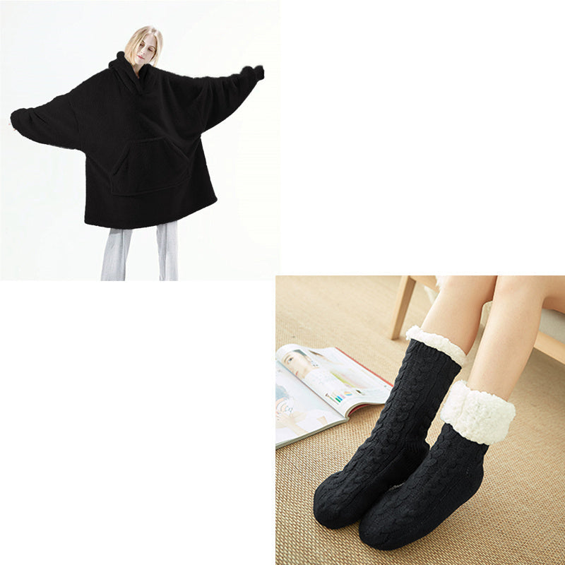 Warm Cozy Women Blanket Hoodie - Oversized Fleece Lounging