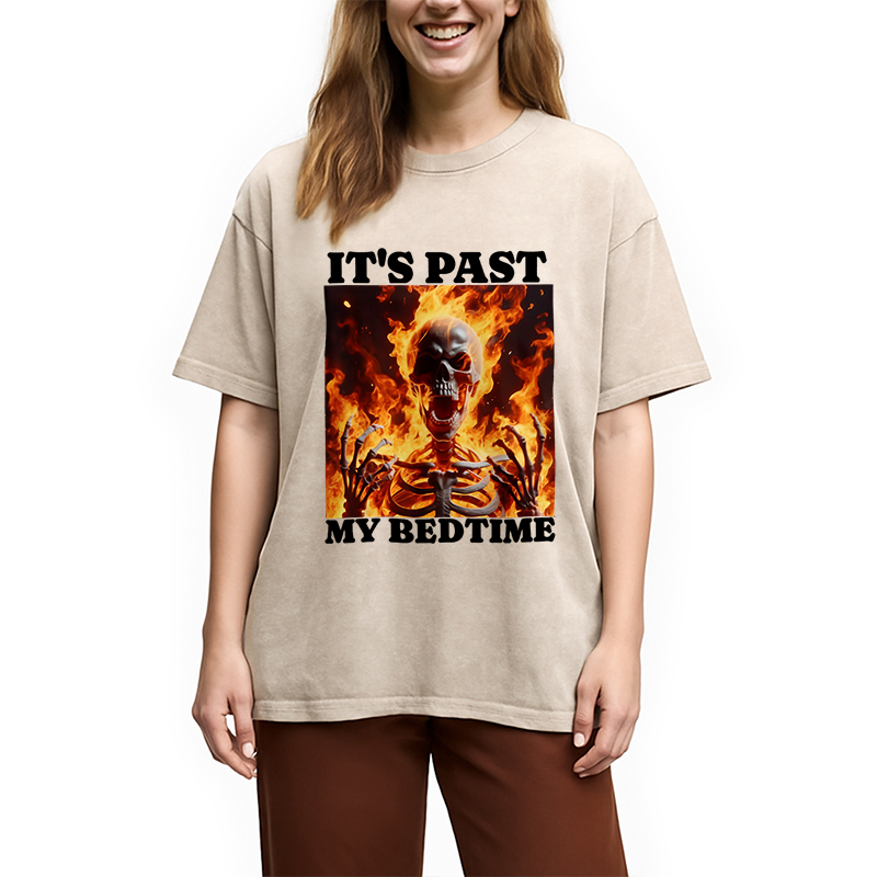 bbb It's Past My Bedtime Funny Skeleton Meme Washed T-Shirt