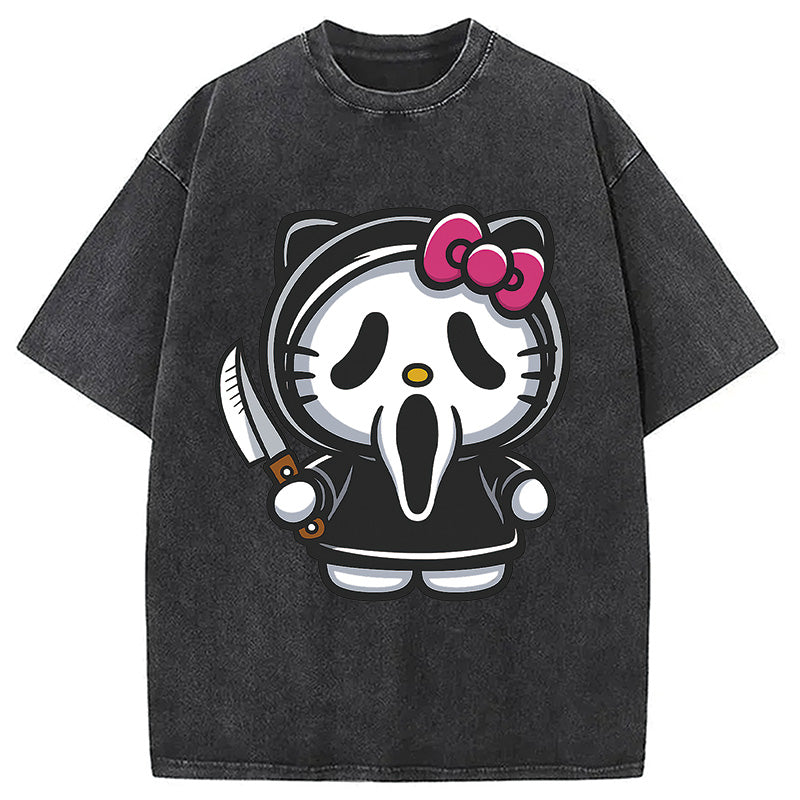 bbb Scream Kitty Halloween Washed T-Shirt
