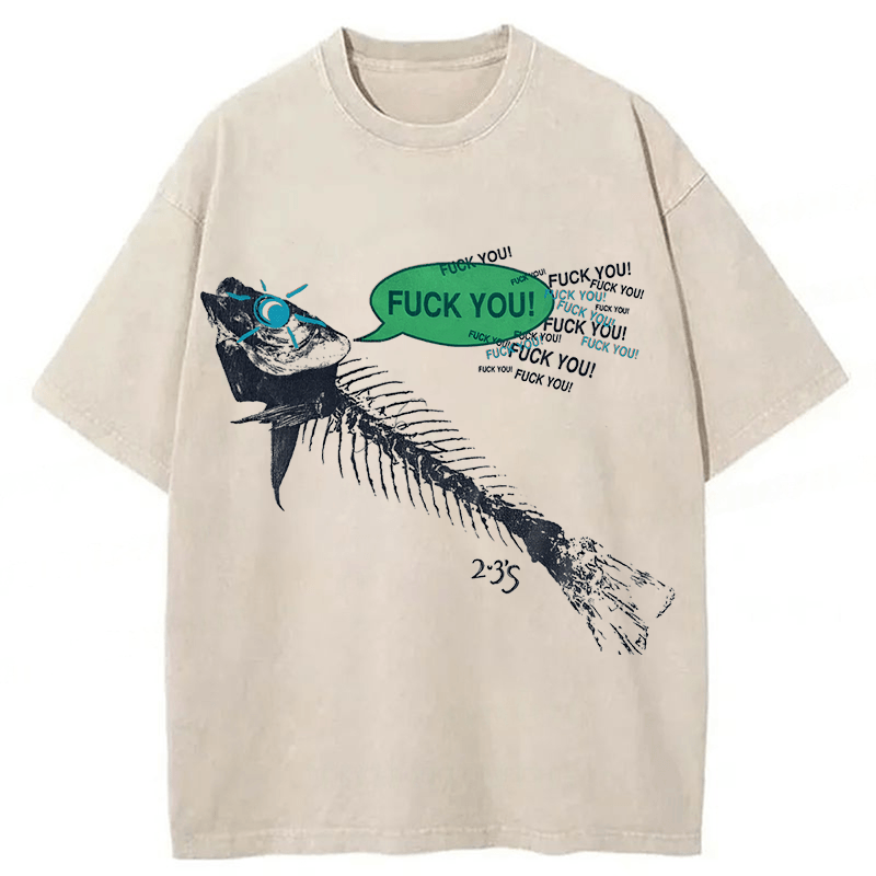 bbb Vintage 90’s Fish Skeleton Washed T-shirt