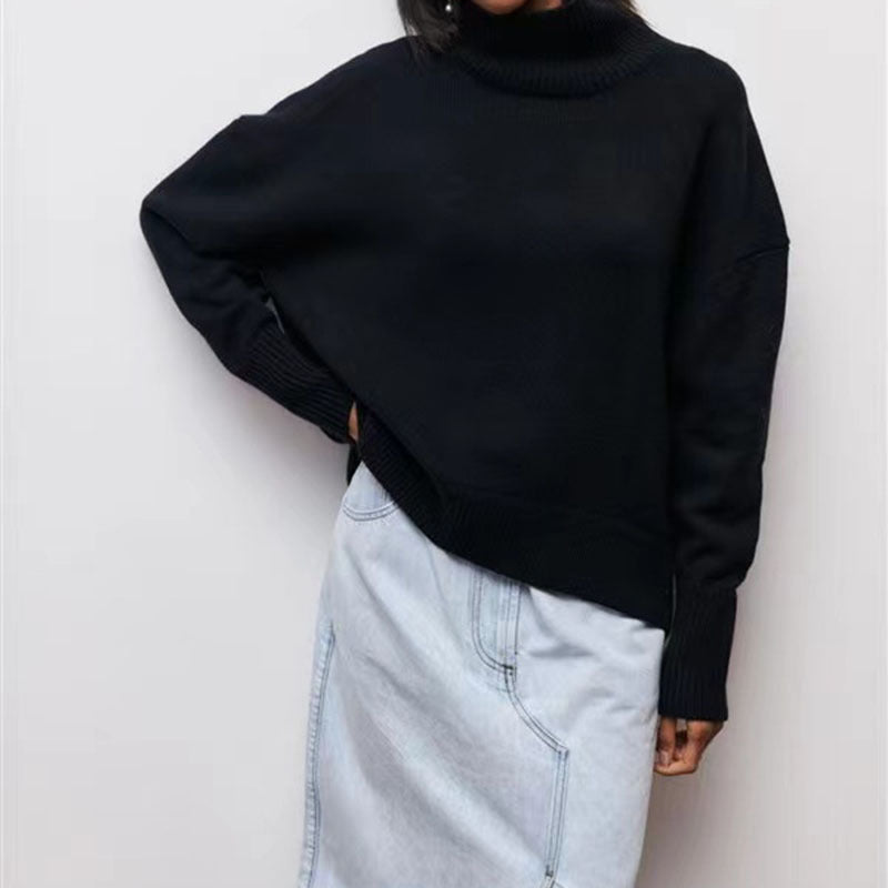 Soft Cozy Women Turtleneck Sweater - Oversized Pullover