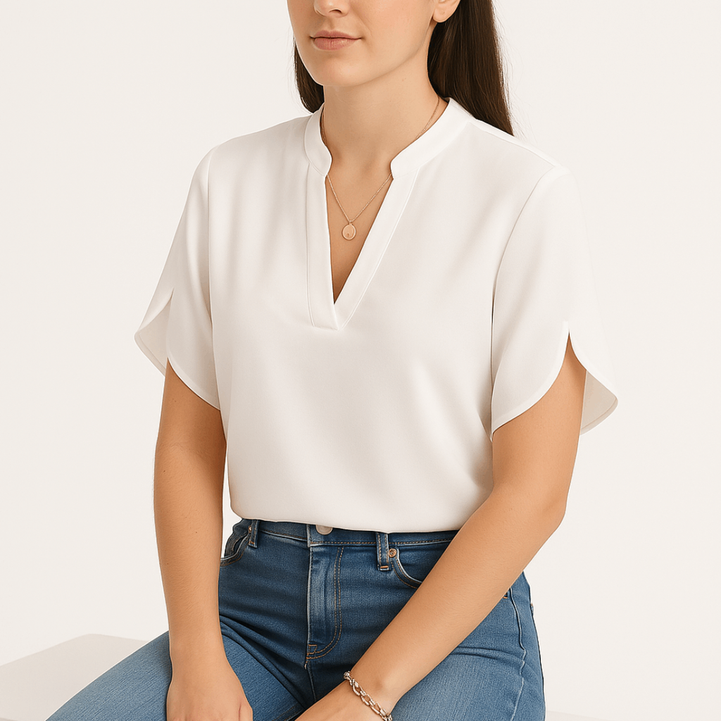 Summer Tops For Women Blouse V Neck Short Sleeve Loose White Shirts Fashion