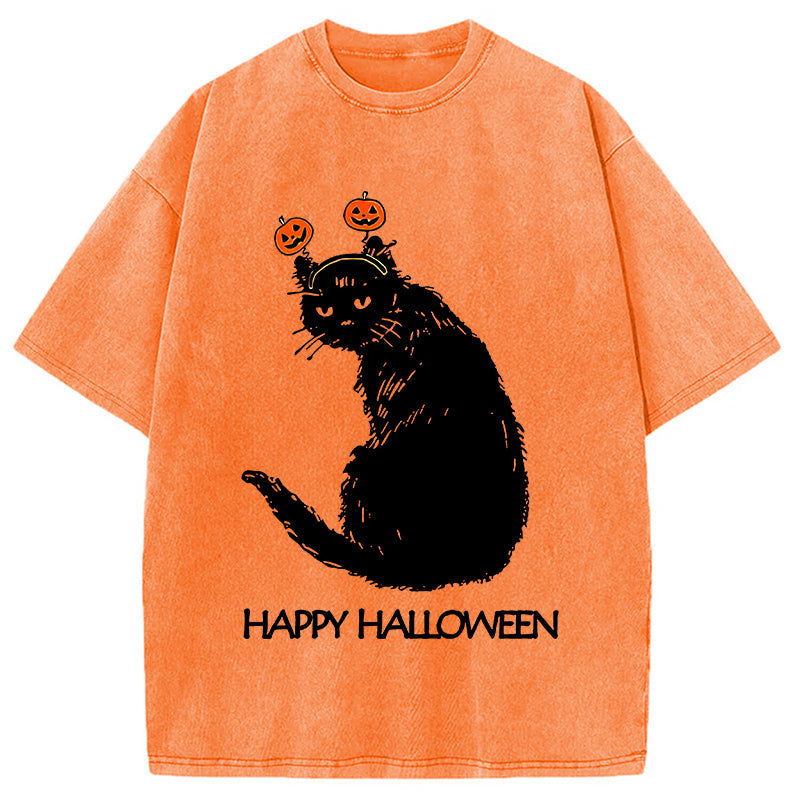 bbb Halloween Cat Japanese Washed T-Shirt
