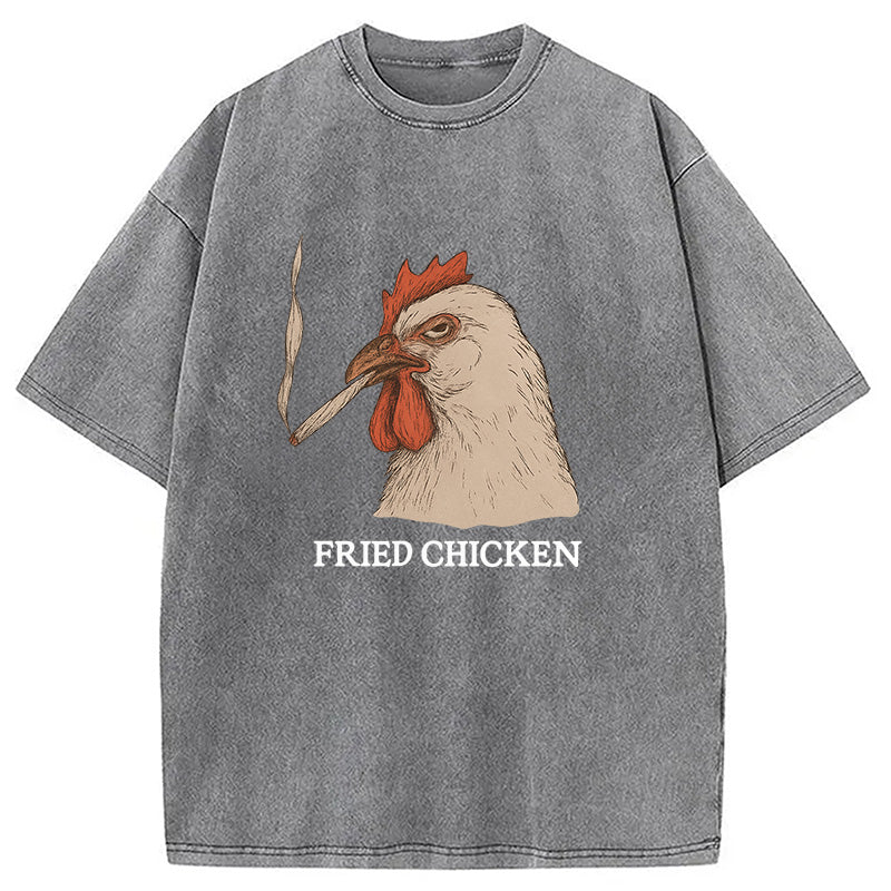 bbb Fried Chicken 420 Smoking Meme Washed T-Shirt