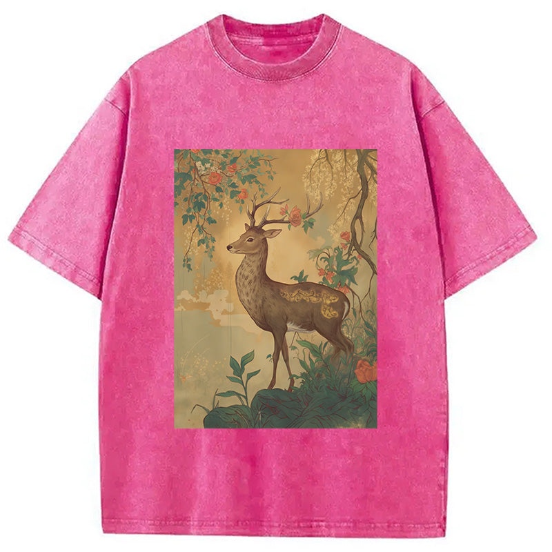 bbb Graceful Japanese Deer Washed T-Shirt