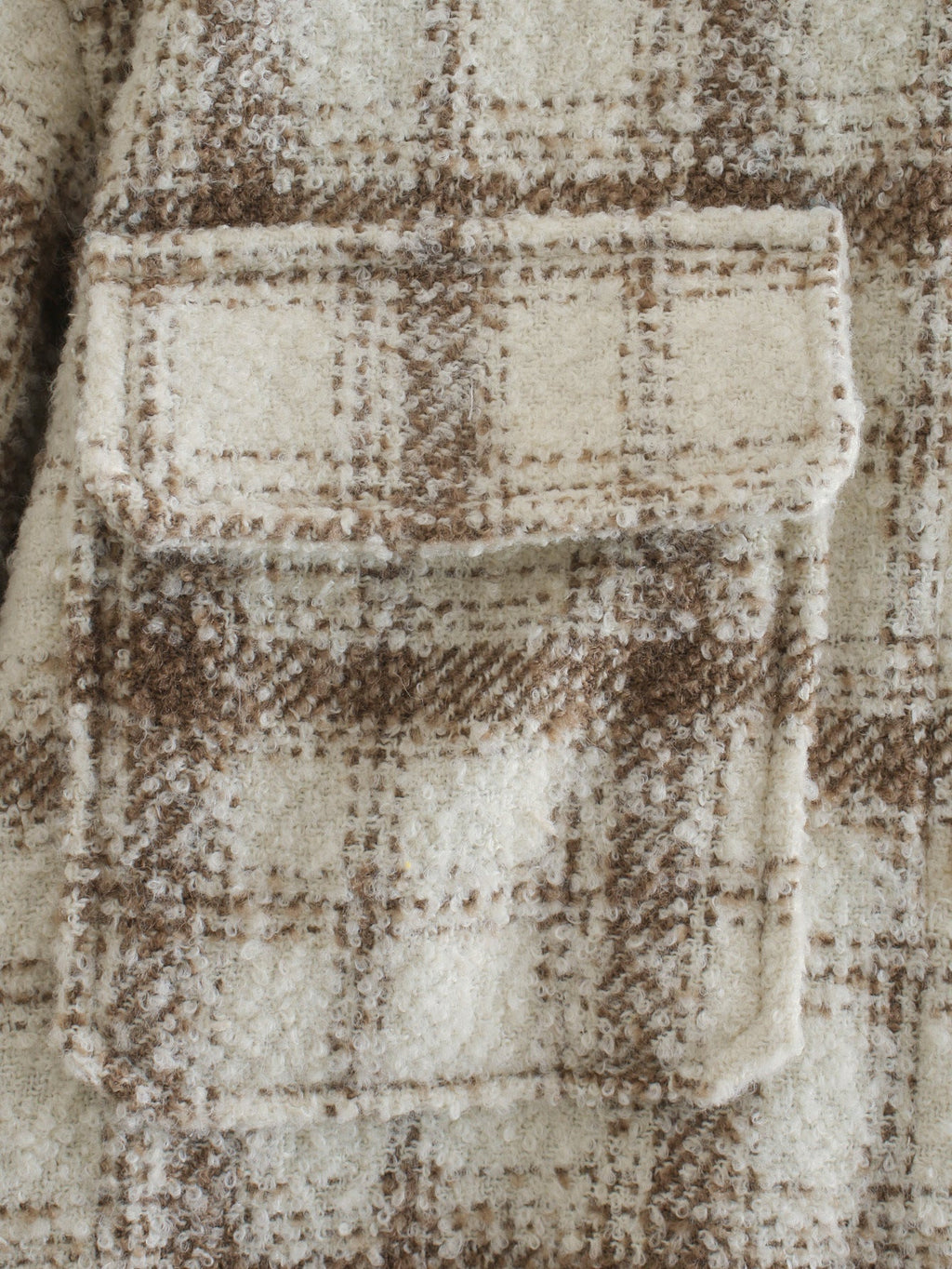 Oversized Womens Long Coat - Shirt Style, Tweed, For City