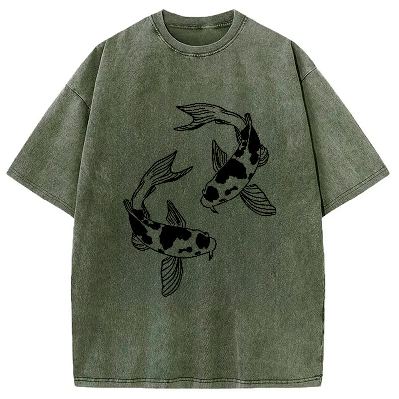 bbb Two Beautiful Koi Washed T-Shirt