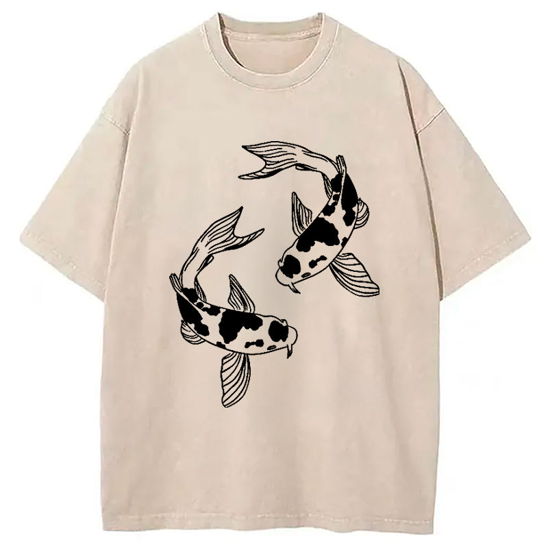 bbb Two Beautiful Koi Washed T-Shirt