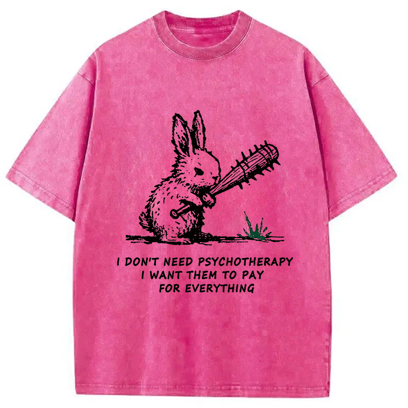 bbb Violent Rabbit Funny Washed T-Shirt