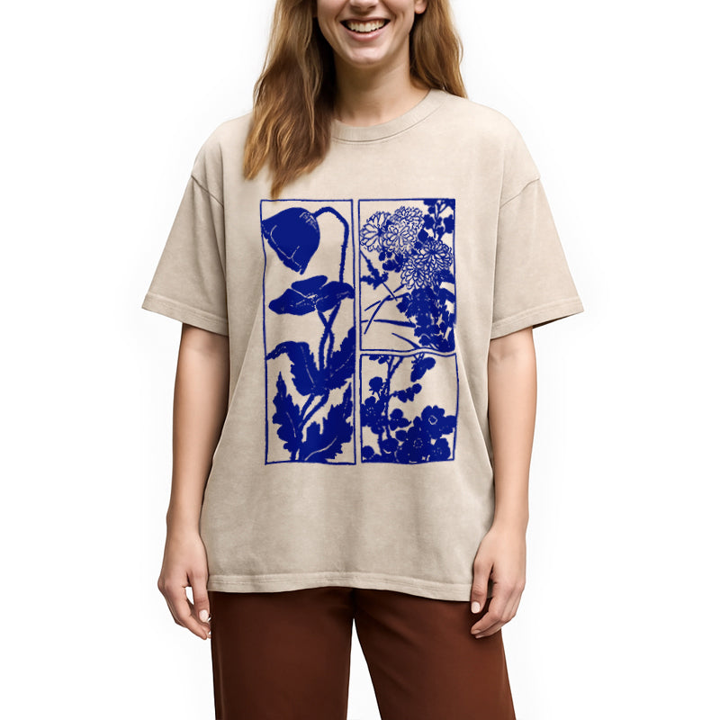 bbb Woodcut Flowers Washed T-Shirt