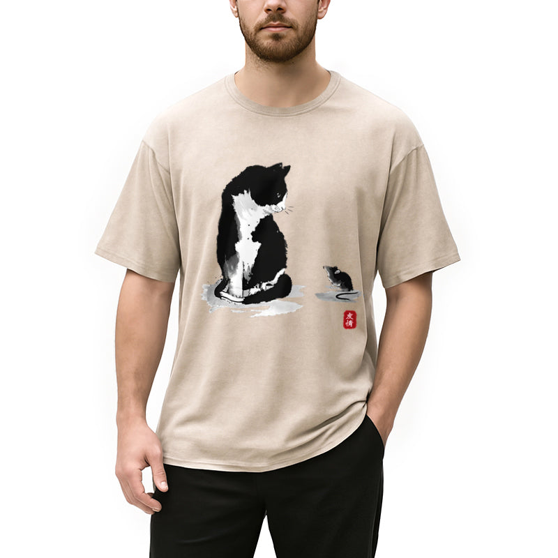 bbb Cat And Mouse Friendship Washed T-Shirt