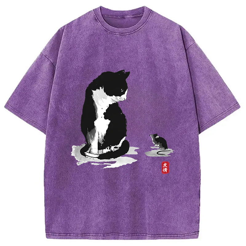 bbb Cat And Mouse Friendship Washed T-Shirt