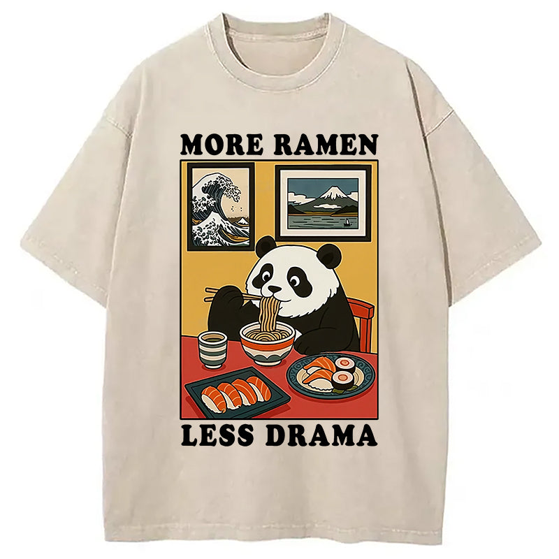 bbb More Ramen Less Drama Panda Washed T-Shirt