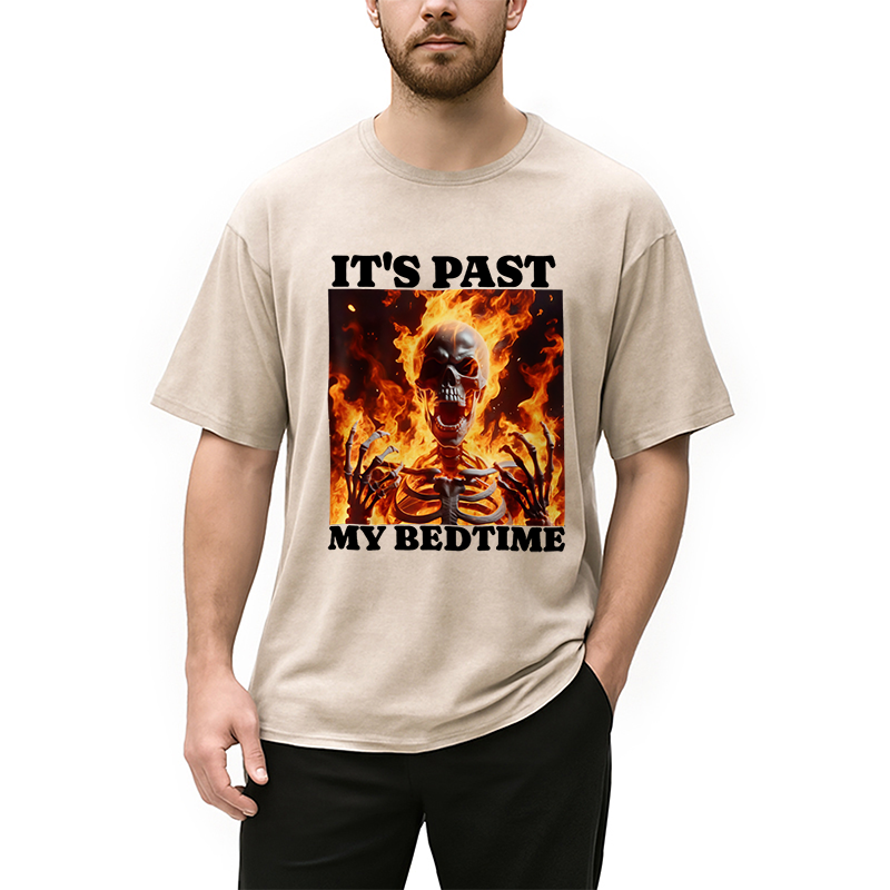 bbb It's Past My Bedtime Funny Skeleton Meme Washed T-Shirt