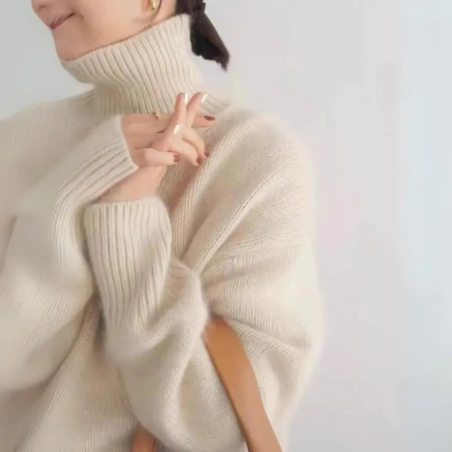 Cashmere Sweater - Soft Oversized Turtleneck Knit for Women