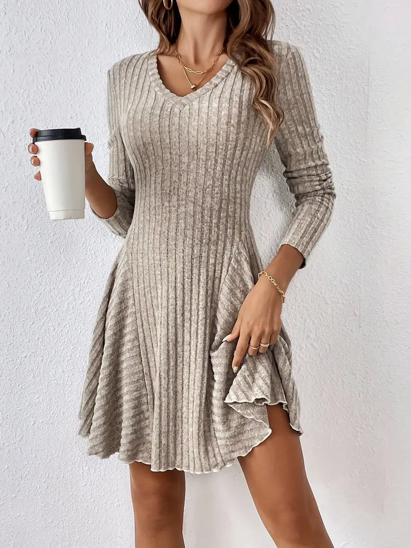Long-Sleeved White Midi Dress for Women, Elegant Versatile Design for All Occasions, Comfortable Fit