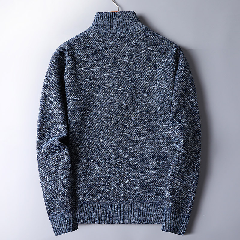 Warm Men's Knit Pullover - Half Zip, Wool Blend, Casual