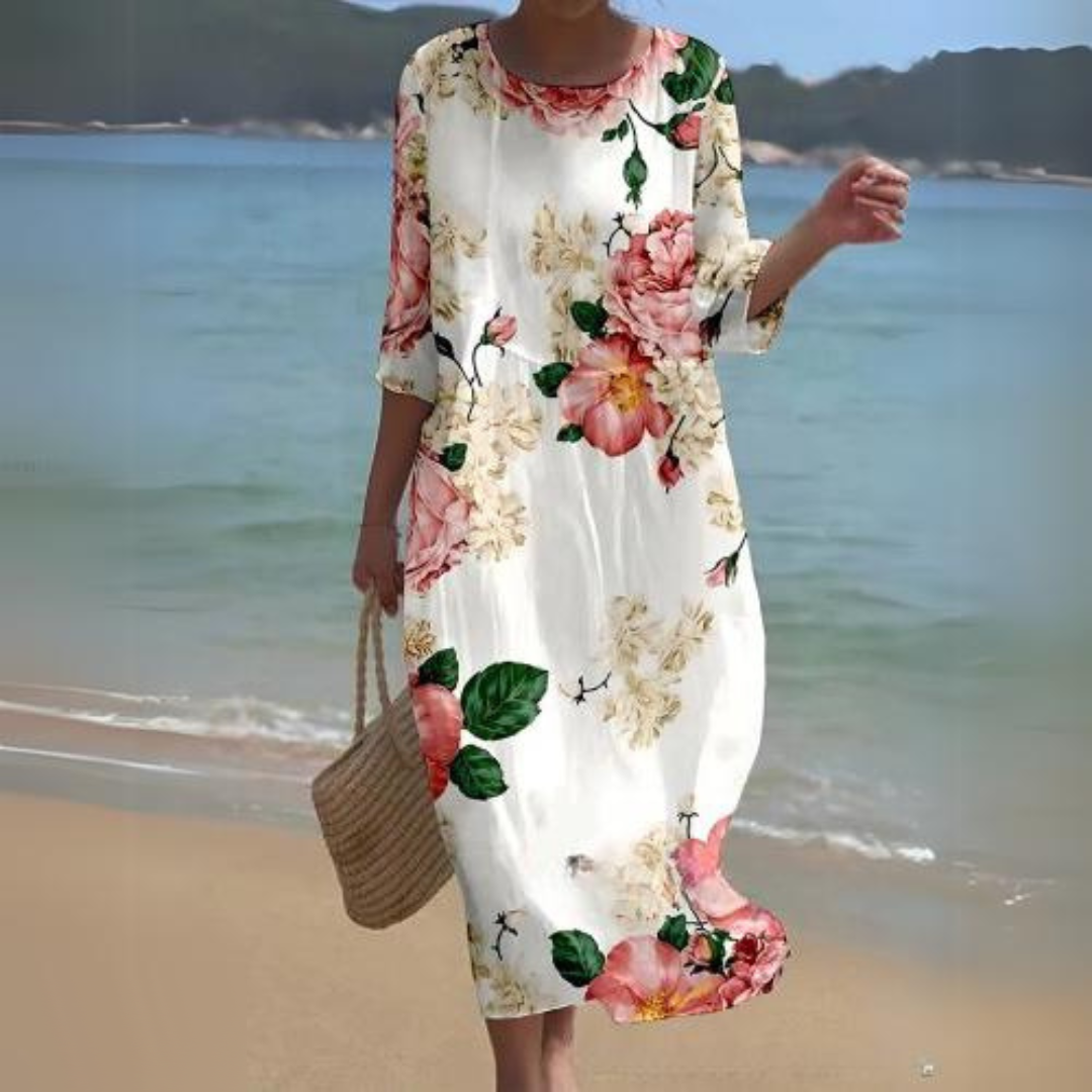 Elegant Floral Print Summer Dress for Women - Comfortable Fit Wedding Guest or Cocktail Dress