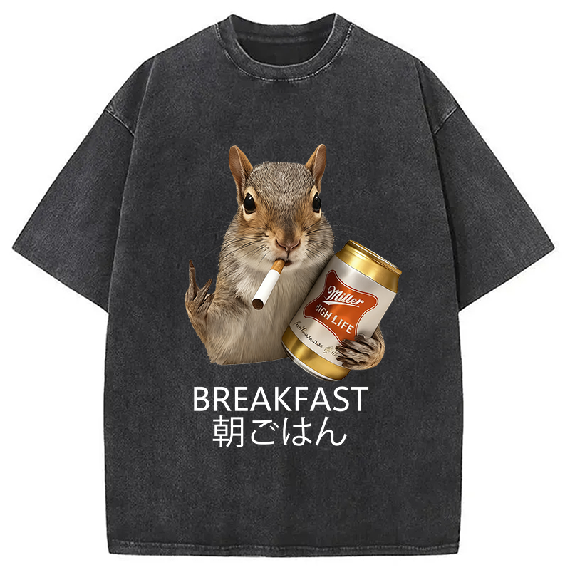 bbb Funny Breakfast Washed T-Shirt