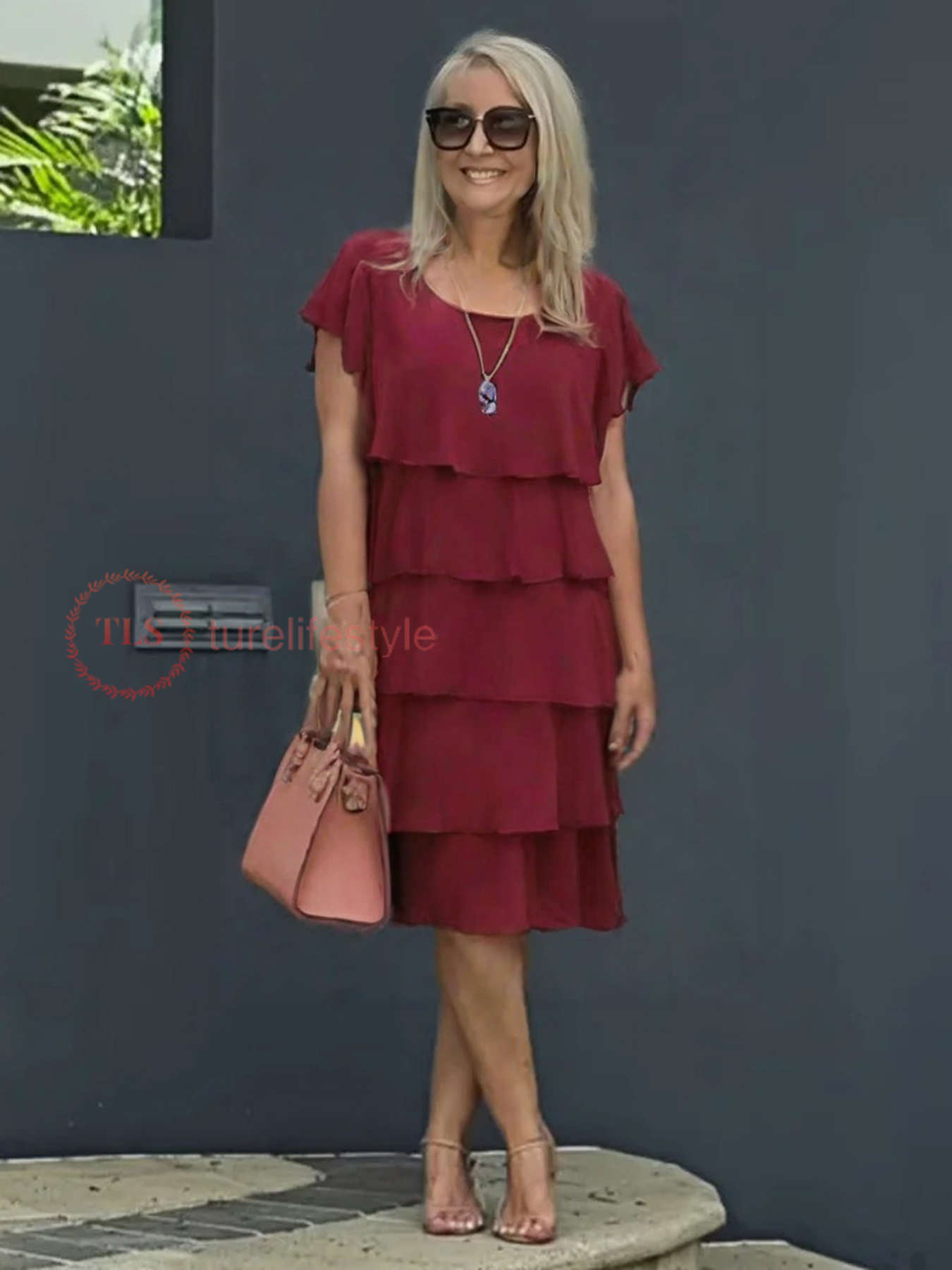 Loose Chiffon Midi Dress for Women with Asymmetrical Hem, Layered Design, Ideal for Summer and Wedding Guest Occasions