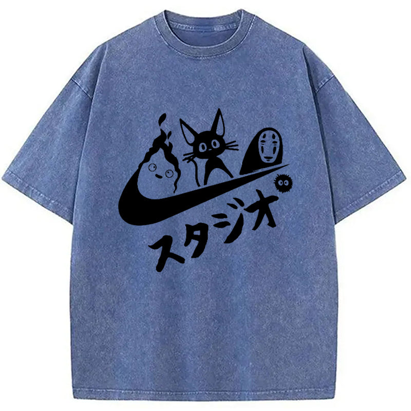 bbb Black Cat Ghibli Vintage Washed T-Shirt