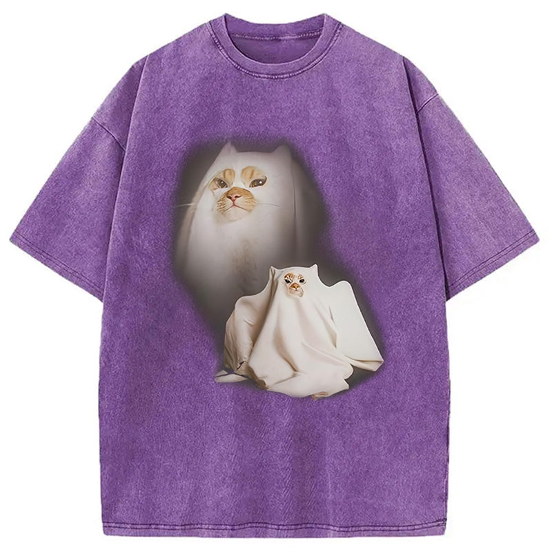 bbb Ghost Cat Meme Washed T-Shirt