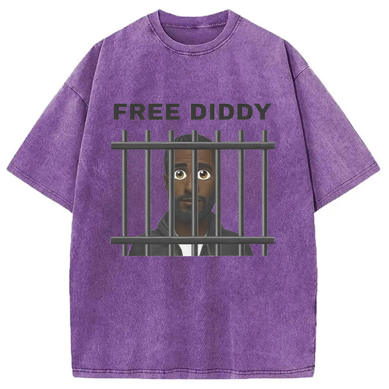 bbb Original Free Diddy Funny Meme Washed T-Shirt