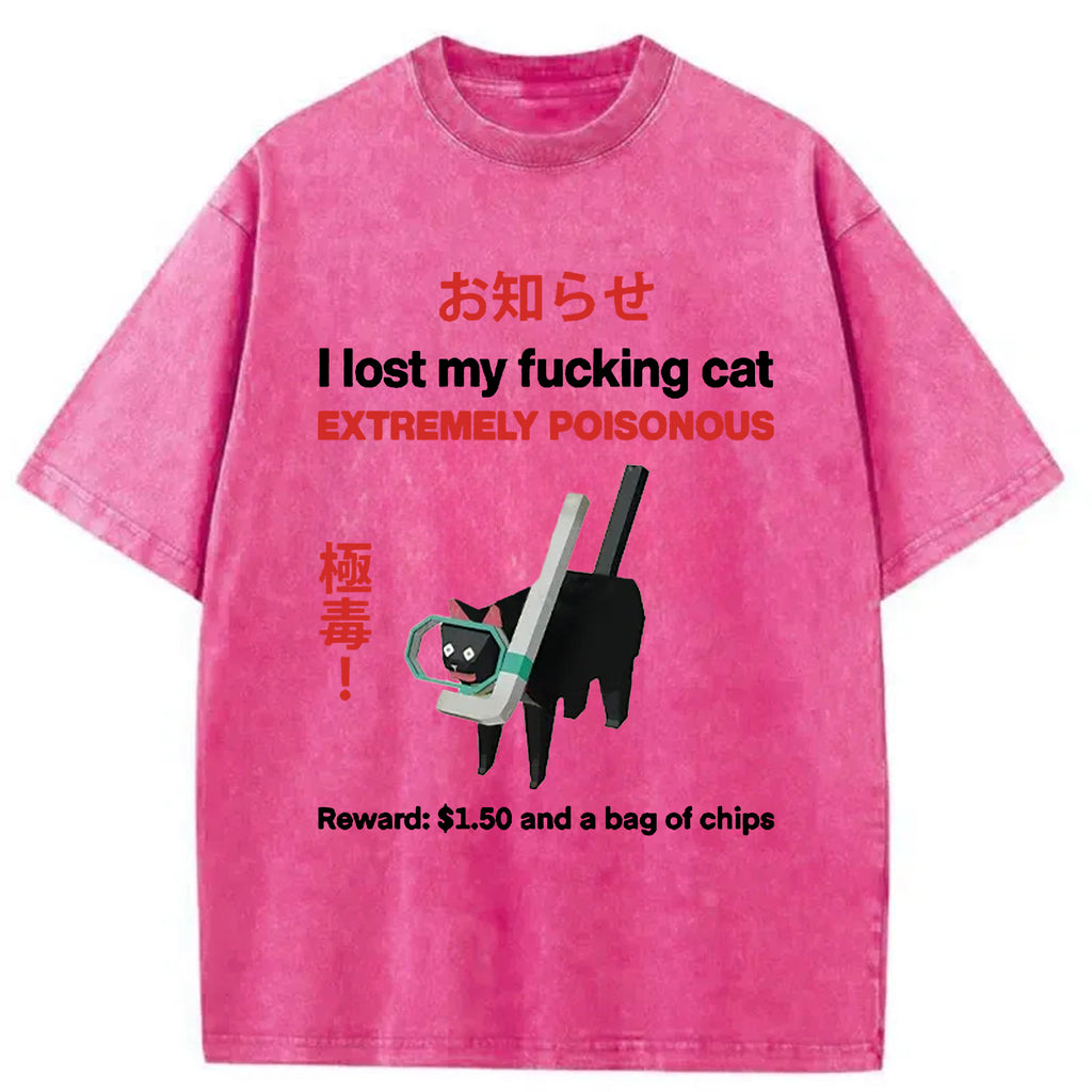 bbb Find The Toxic Cat Funny Washed T-Shirt