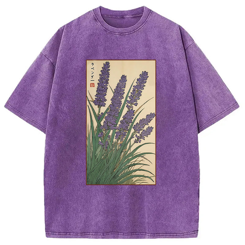 bbb Lavender Ukiyo-e Japanese Washed T-Shirt