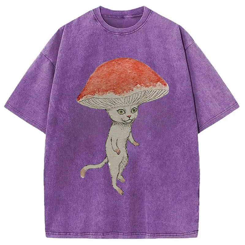 bbb Magic Mushroom Cat Washed T-Shirt