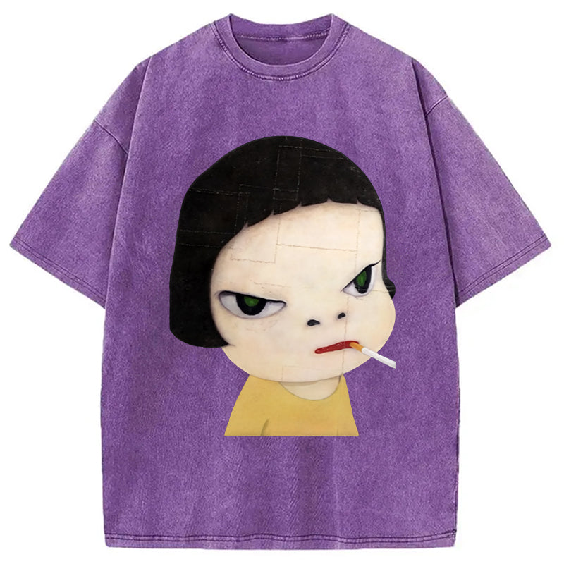 bbb Too Young To Die Smoking Girl Washed T-Shirt