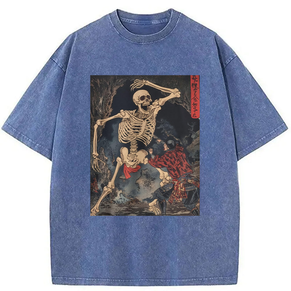 bbb Japanese Horror Skeleton Washed T-Shirt