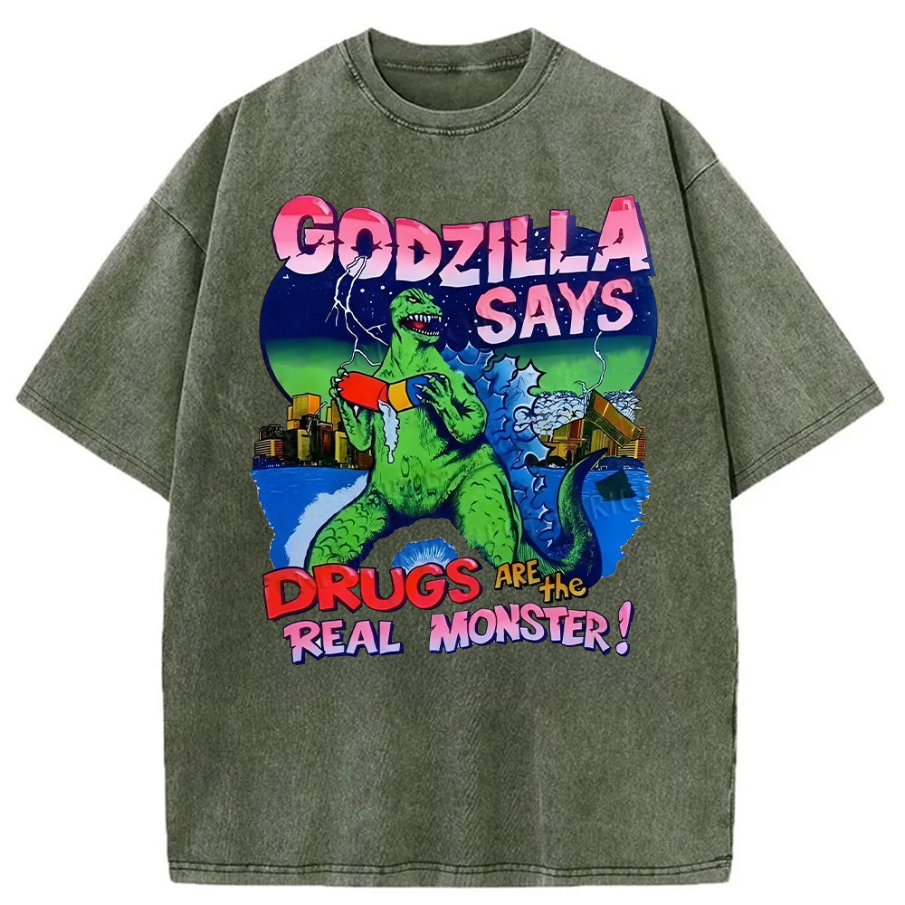 bbb Godzilla Says Washed T-Shirt