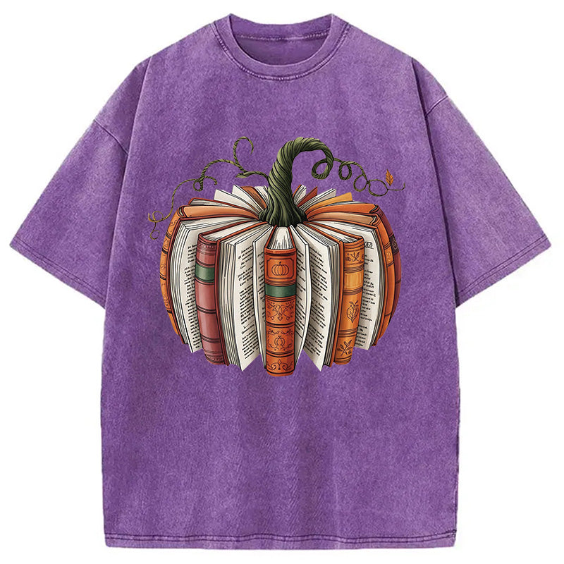 bbb Fall Book Pumpkin Halloween Washed T-Shirt