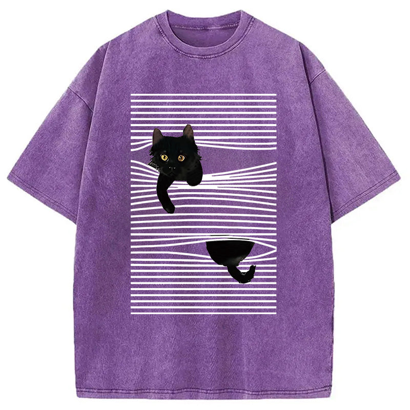bbb Cat Scratching Curtain Washed T-Shirt