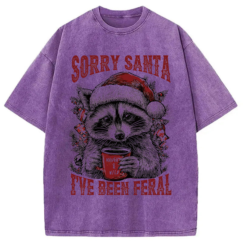 bbb Sorry Santa I've Been Feral Washed T-Shirt