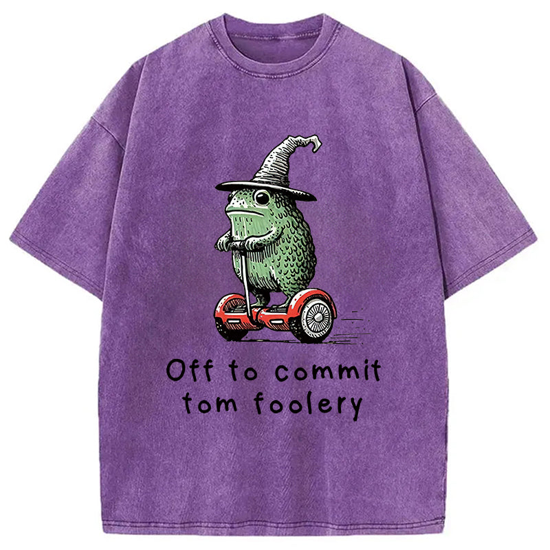 bbb Frog Riding A Balance Scooter Washed T-Shirt