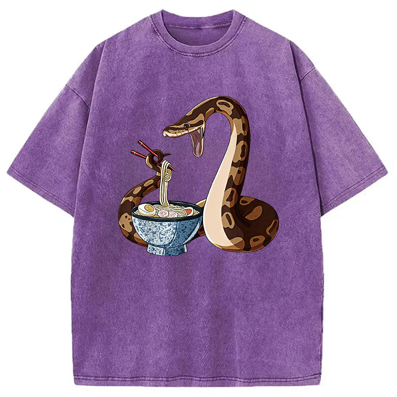 bbb Japanese Kawaii Ramen Snake Funny Washed T-Shirt