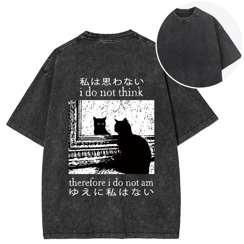 bbb Thinking Cat Back Washed T-Shirt
