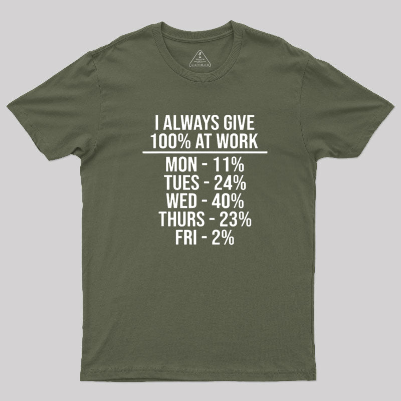 I Always Give 100% at Work  T-Shirt